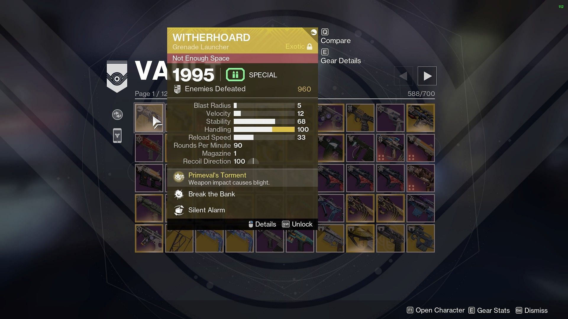 Exotic weapon in Destiny 2 Vault (Image via Bungie)